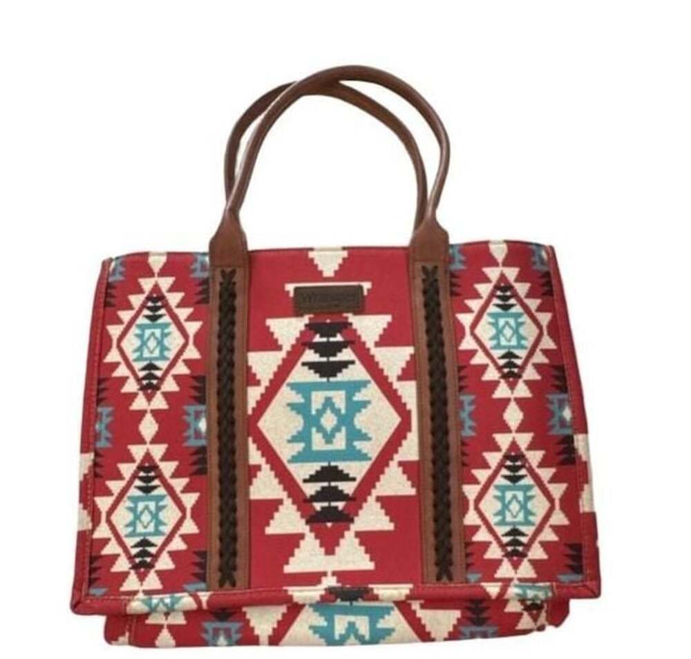Wrangler Ladies Southwestern Large Red Laptop Shoulder Tote Bag
